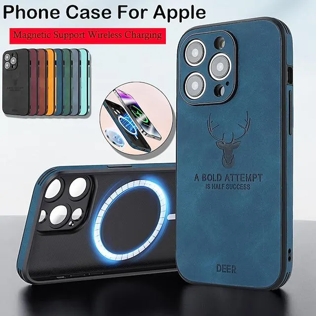 Phone Case For iPhone 15 Pro Max Plus iPhone 14 13 12 11 Pro Max Plus With Magsafe Support Wireless Charging Solid Color TPU PU Leather