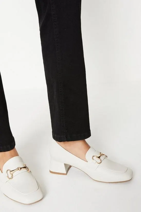 Lyon Square Toe Snaffle Detail Low Block Heel Loafers