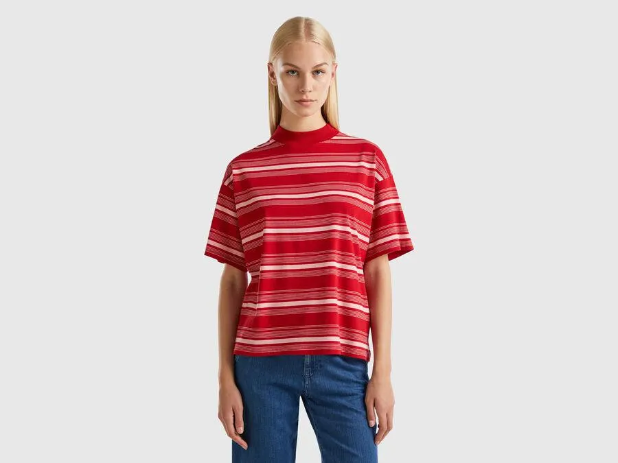 Striped turtleneck t-shirt