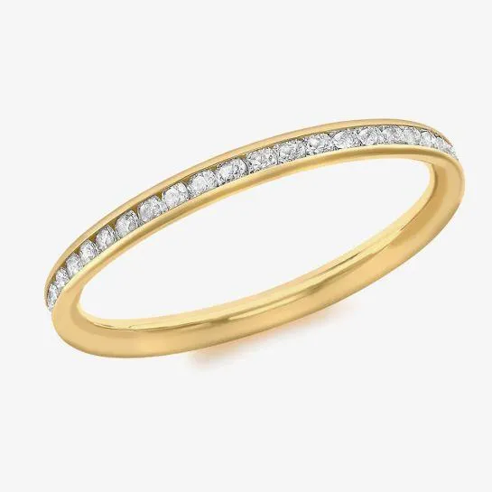 9ct Yellow Gold 2mm Crystal-Set Eternity Ring 1.84.9069