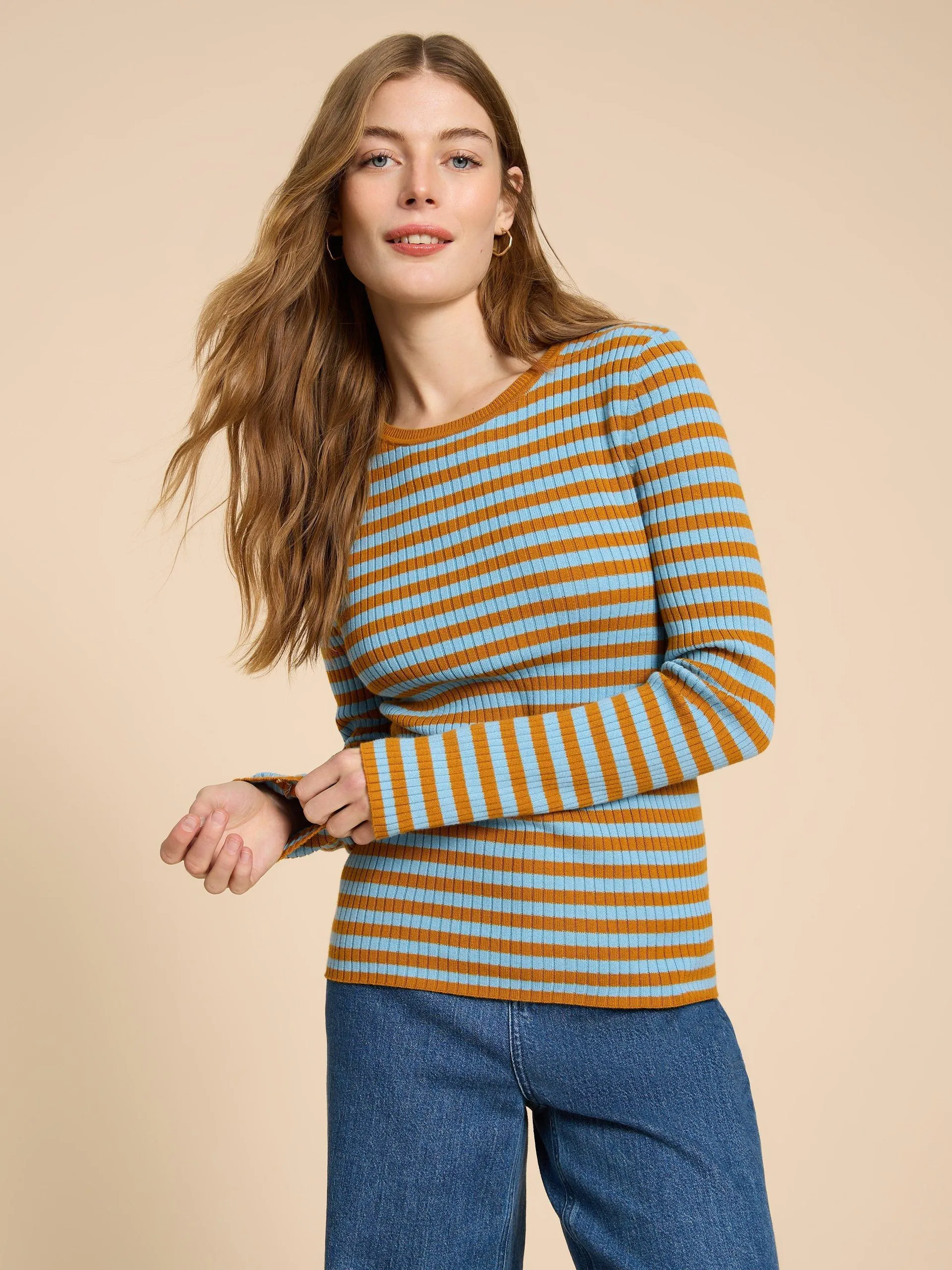 SKINNY RIB JUMPER in GREEN MULTI