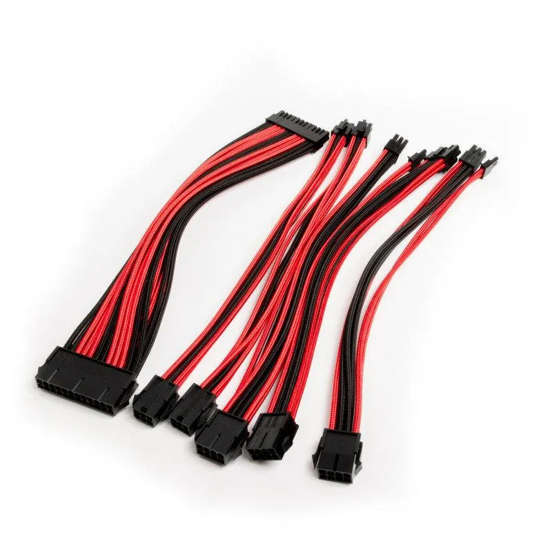 Premium Braided PSU Extension Cable Kit - Red & Black