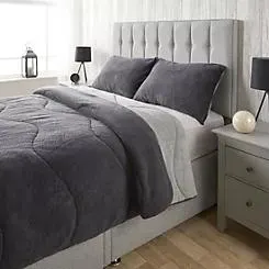 Downland Easy Wash Teddy Coverless 10.5 Tog Duvet - Charcoal/Grey