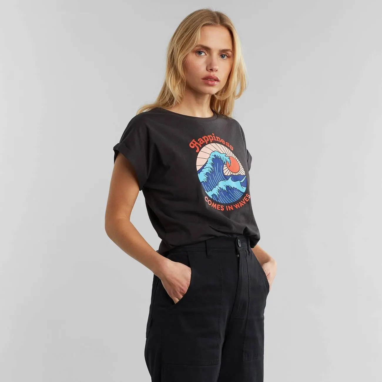 T-shirt Visby Happiness Charcoal