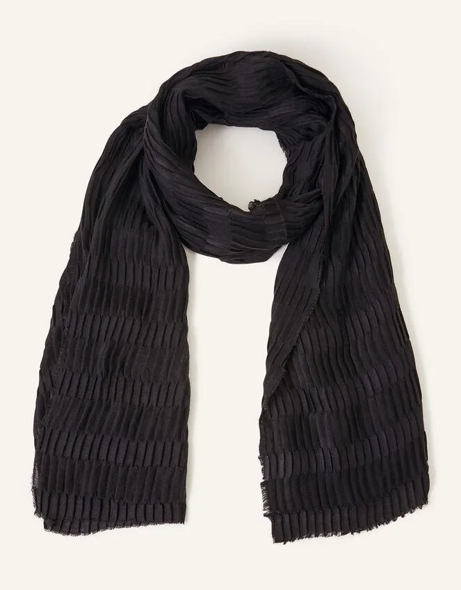 Textured Pleat Scarf Black