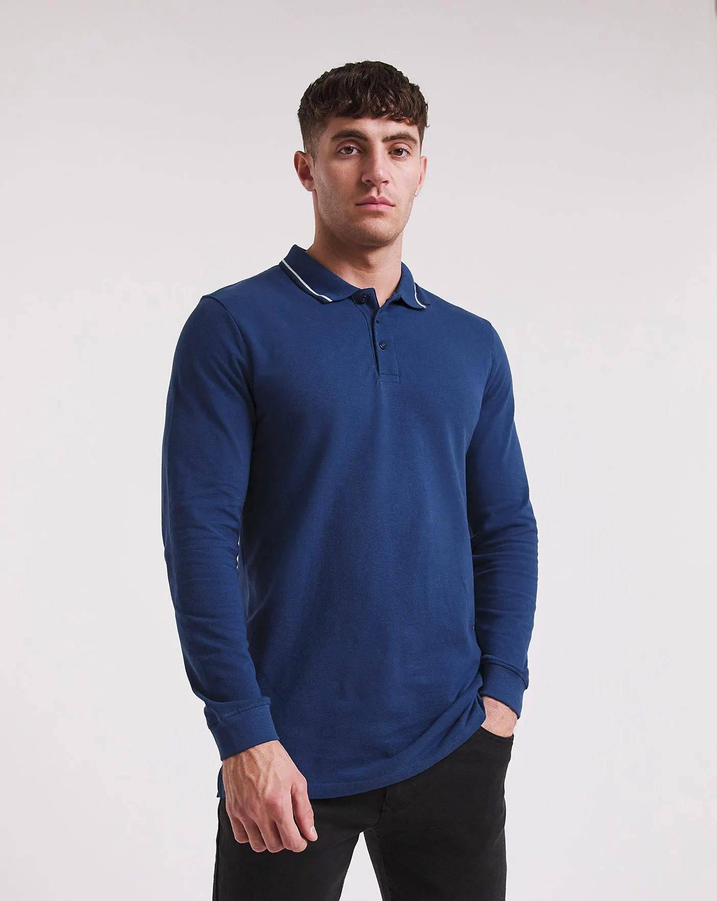 Long Sleeve Tipped Polo Long