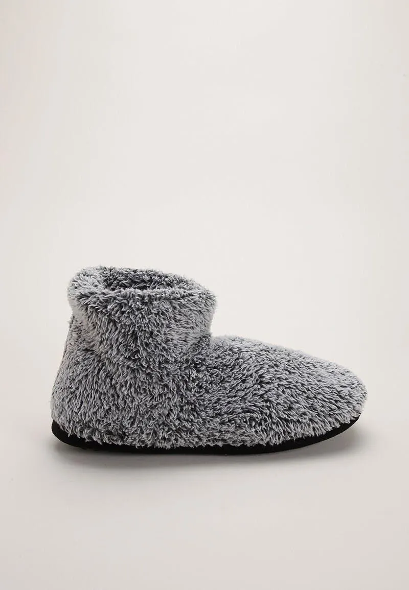 Mens Dark Grey Borg Slipper Boots