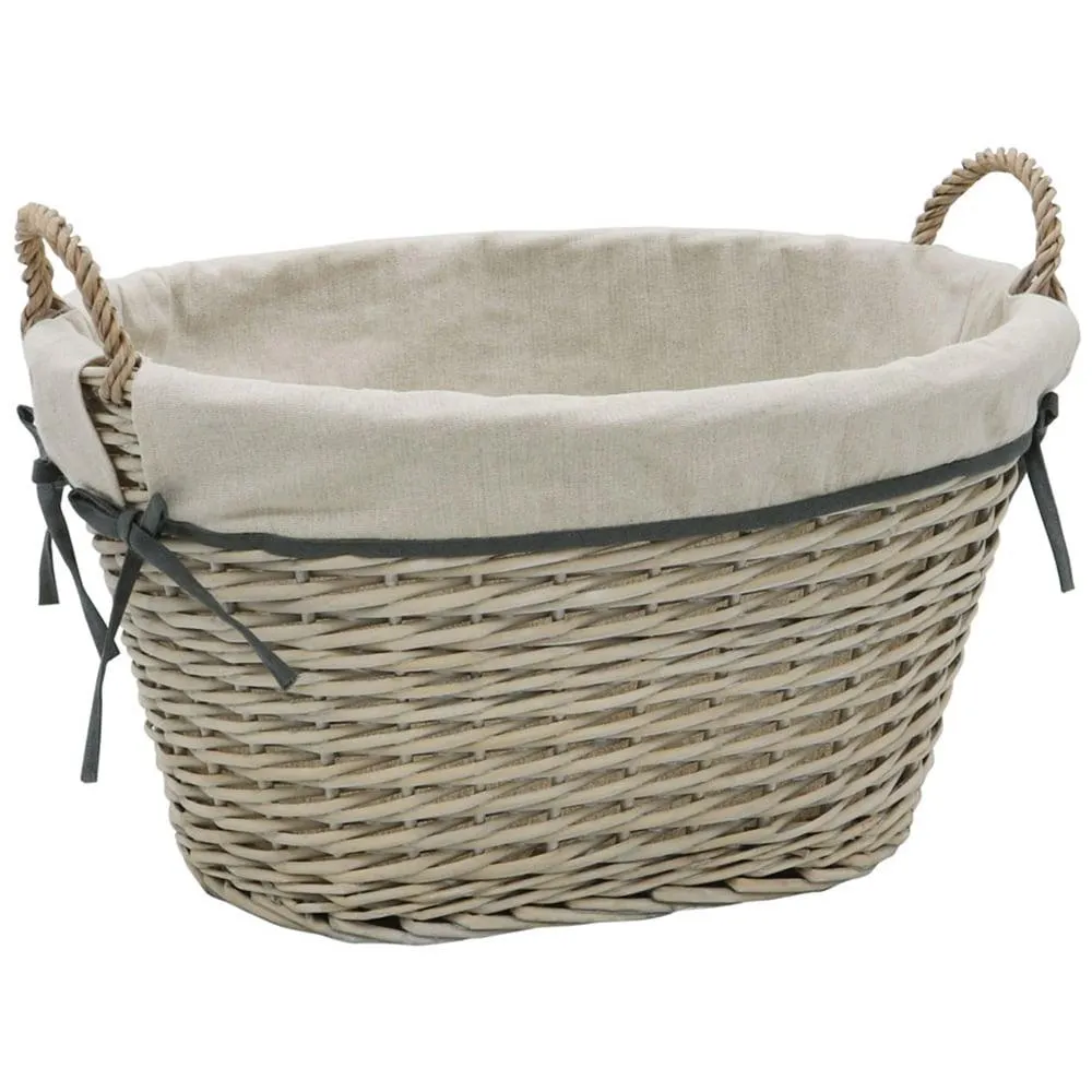 JVL Arianna Grey Oval Tapered Willow Storage Basket 77L