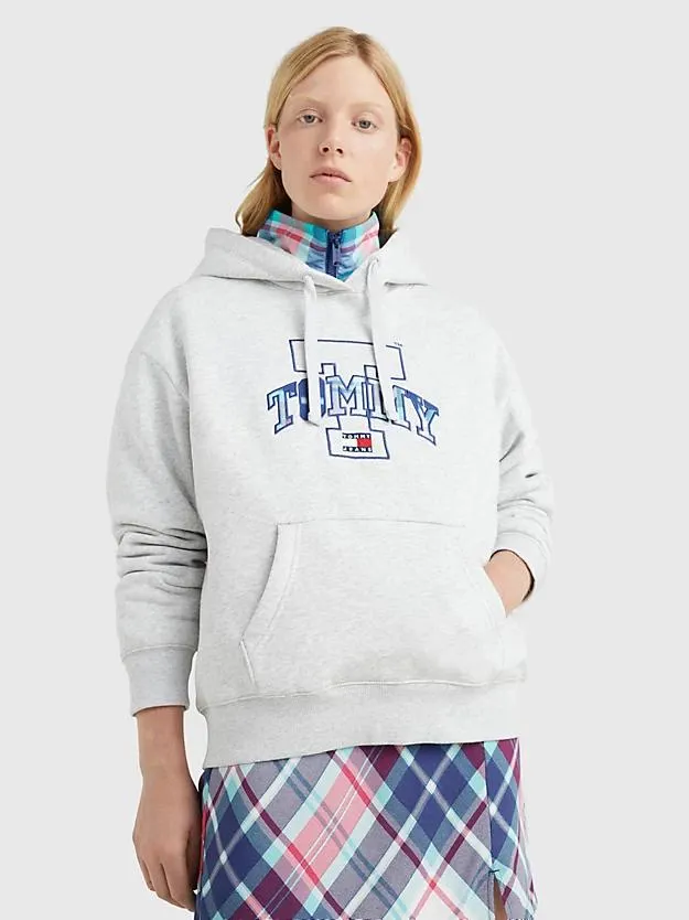 Tommy Tartan Logo Relaxed Fit Double Hoody