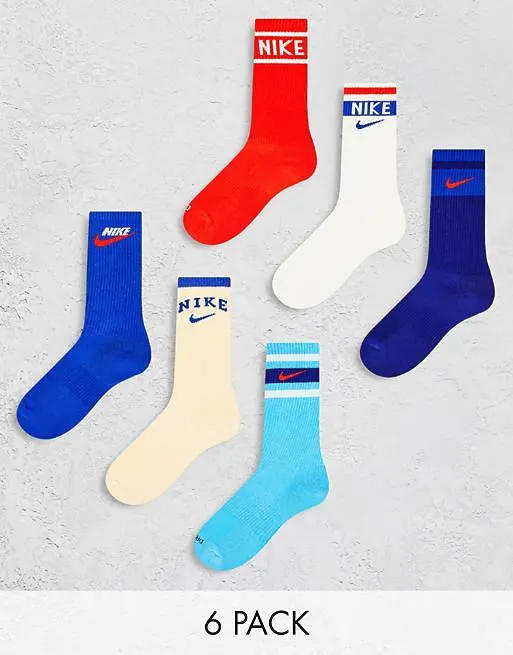 Nike Training Everyday Plus 6-pack retro socks in multi