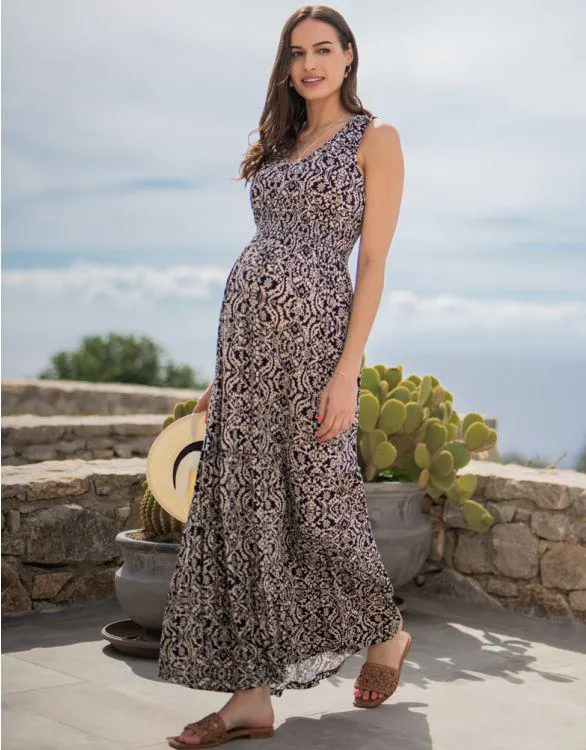 Boho Jersey Maternity & Nursing Maxi Dress