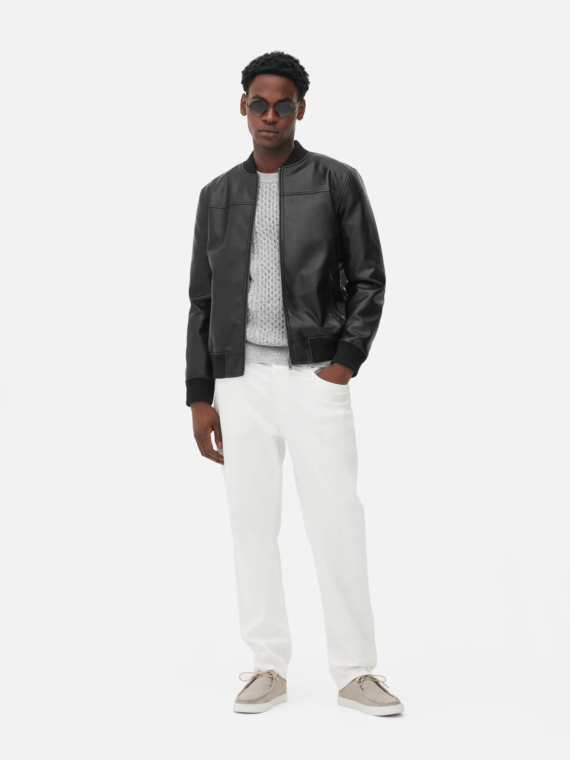Faux Leather Bomber Jacket