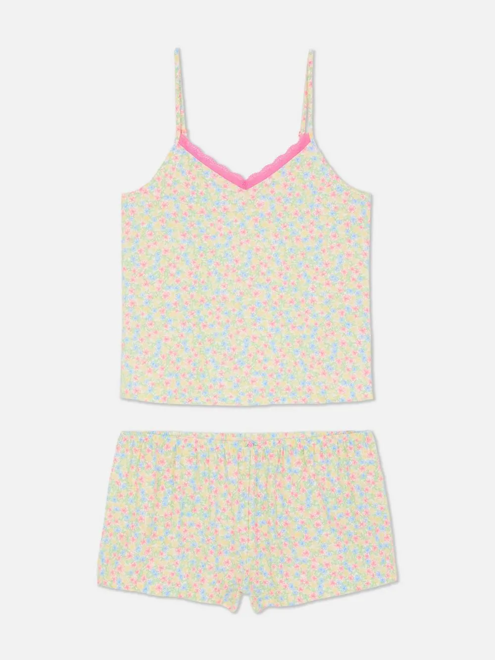 Lace Trim Shorty Pyjama Set