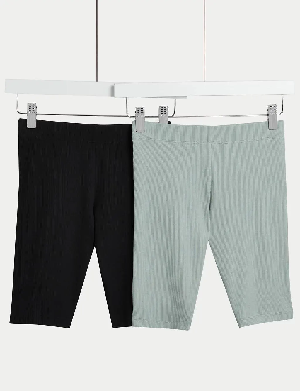2pk Cotton Rich Ribbed Cycling Shorts (6-16 Yrs)