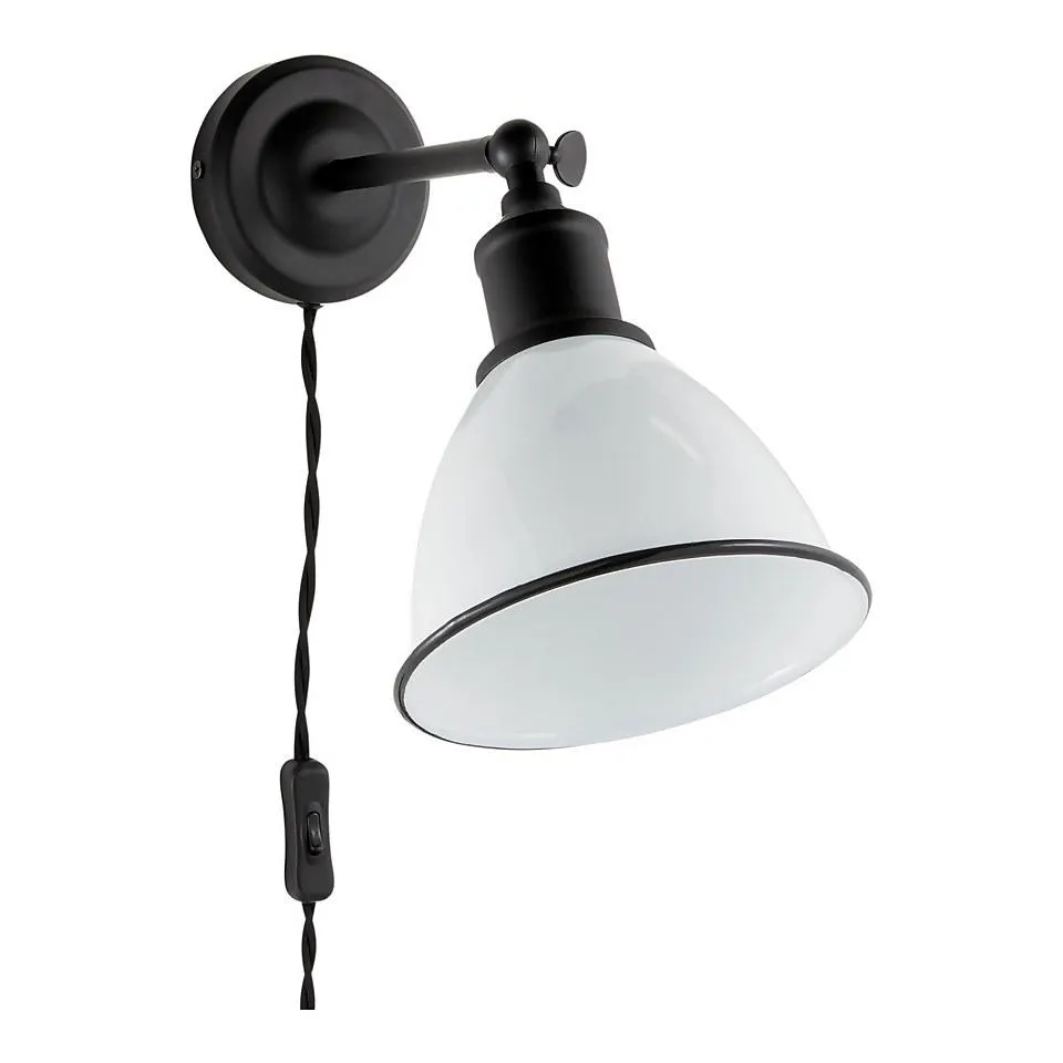 Country Living Farmhouse Plug In Wall Light - White