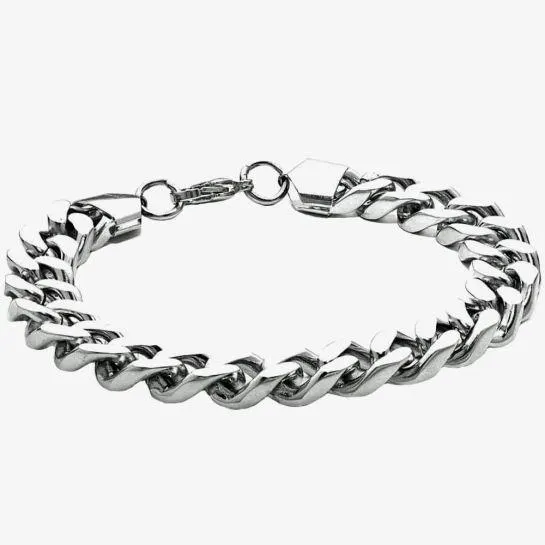 Mens Stainless Steel Chunky Curb Bracelet