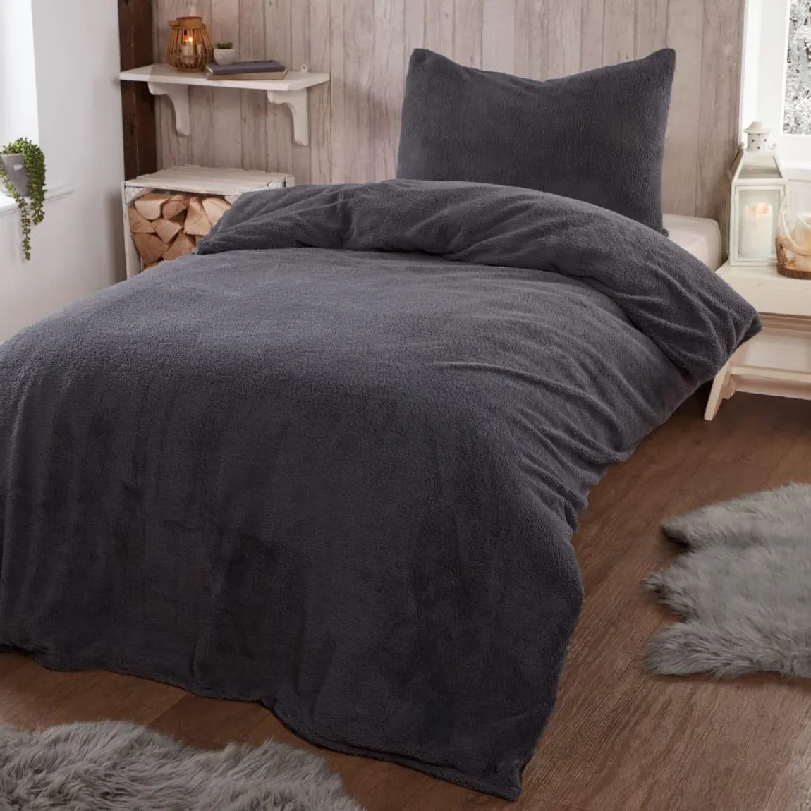 Simply Teddy Charcoal Duvet Set - Single