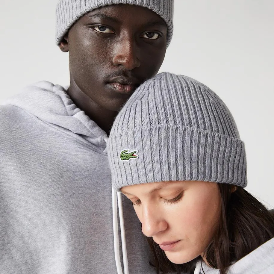 Unisex Lacoste Ribbed Wool Beanie