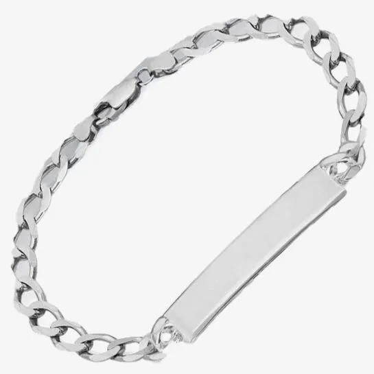 Silver 7.6mm Curb ID 8.5 Inch Bracelet 8.29.4344