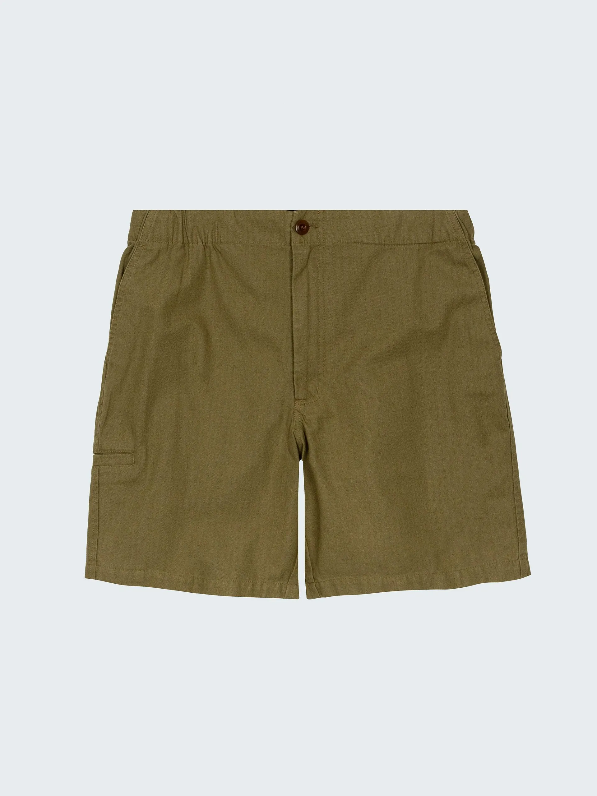 Organic cotton drawcord shorts in moss green
