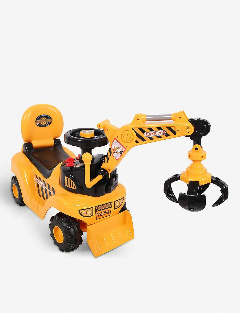 2 in 1 ride-on toy digger excavator grabber bulldozer with helmet