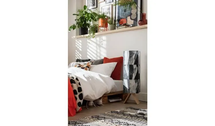 Habitat Whiteleaf Printed Column Floor Lamp - Black & White