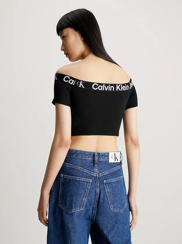 Milano Logo Tape Off-Shoulder Top