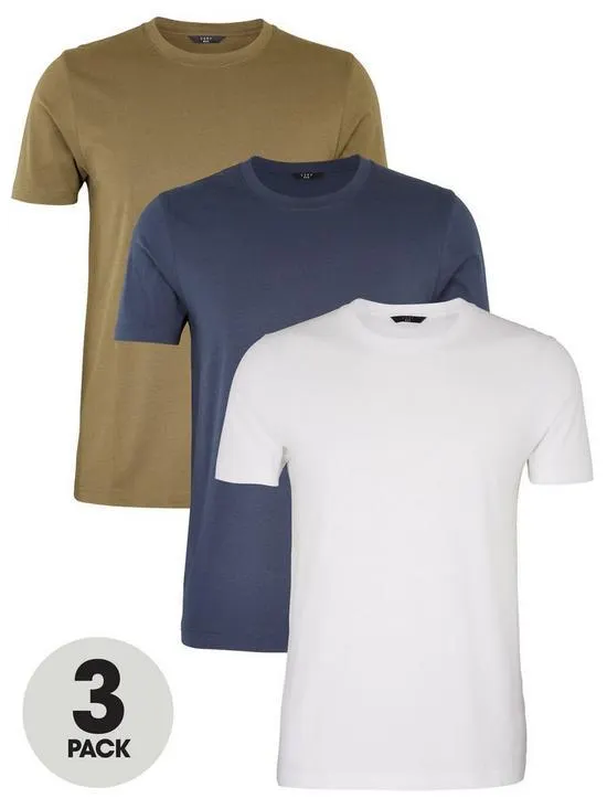 Essentials 3 Pack Crew Neck T-Shirt - Multi