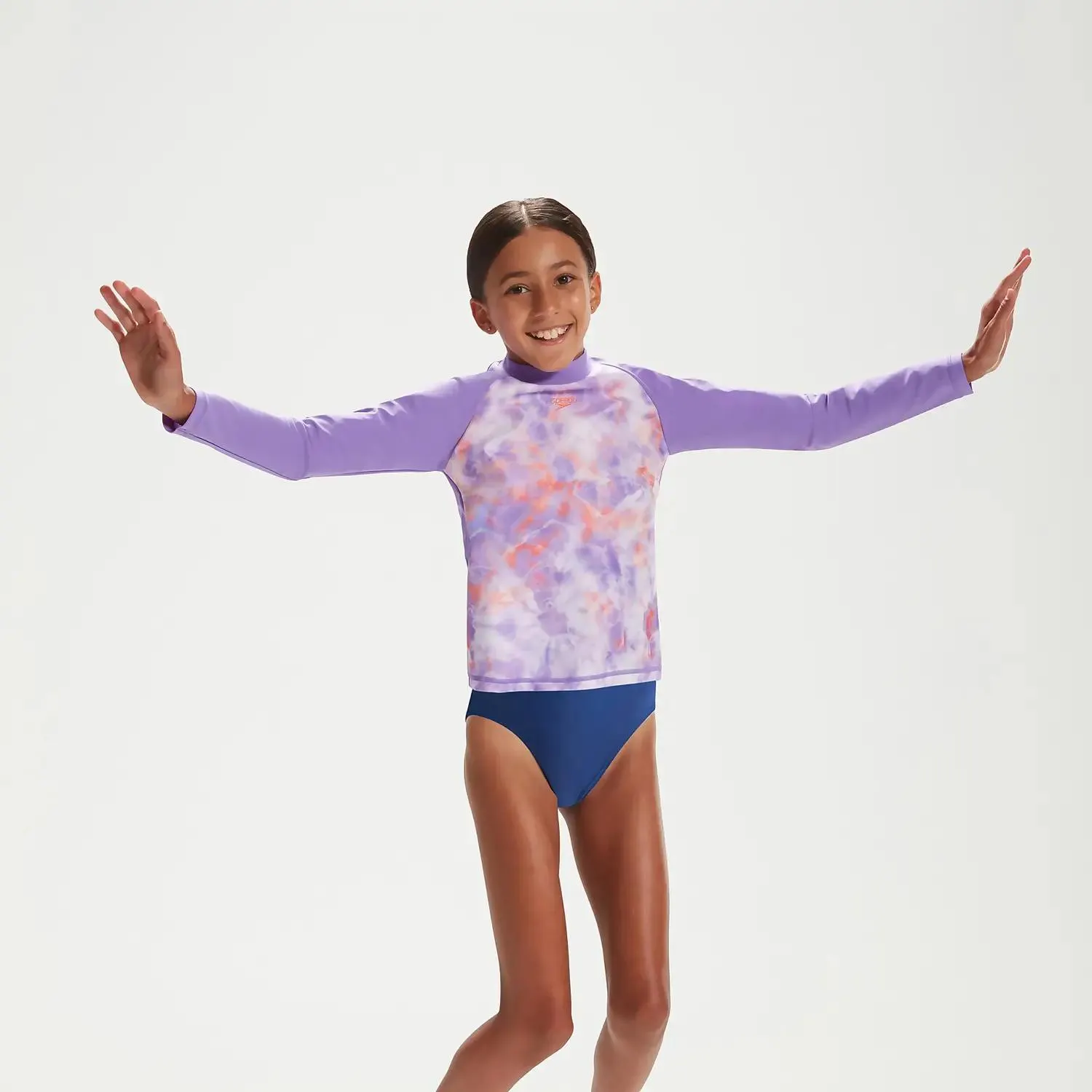 Girl's Long Sleeve Rash Top Lilac/White