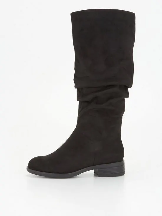 Wide Fit Comfort Slouch Knee Boot With Wider Fitting Calf - Black