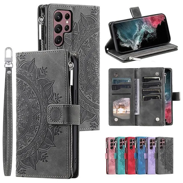 Phone Case For Samsung Galaxy Wallet Case S23 S22 S21 S20 Plus Ultra A73 A53 A33 A71 A12 A72 A32 A52 A13 5G A51 A22 Flip Wallet Zipper Tile TPU PU Leather