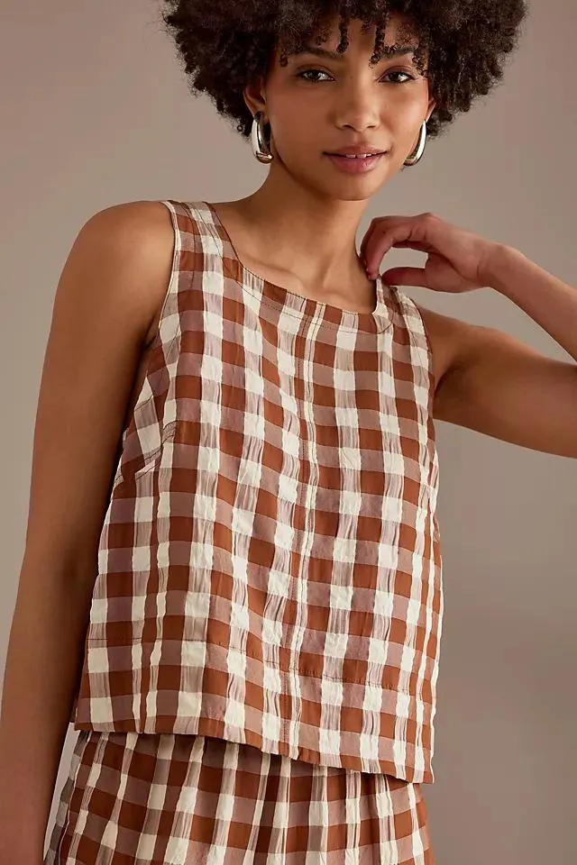 ALIGNE Meg Square-Neck Checked Top