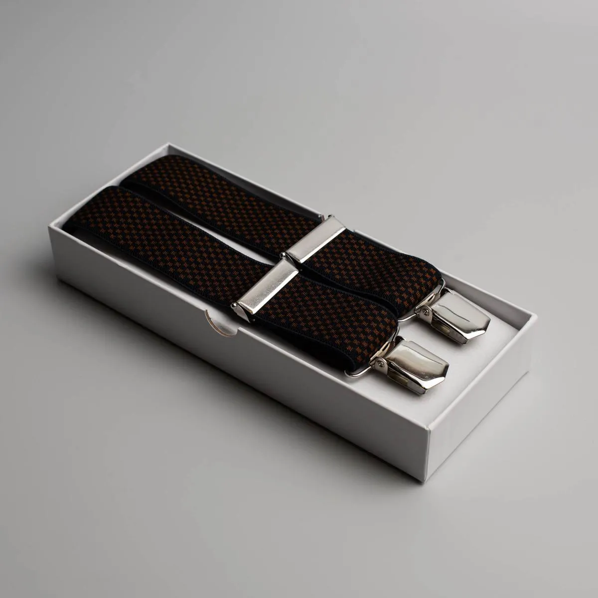 Dotted suspenders navy and dark orange