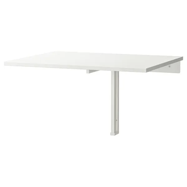 Wall-mounted drop-leaf table, white,
