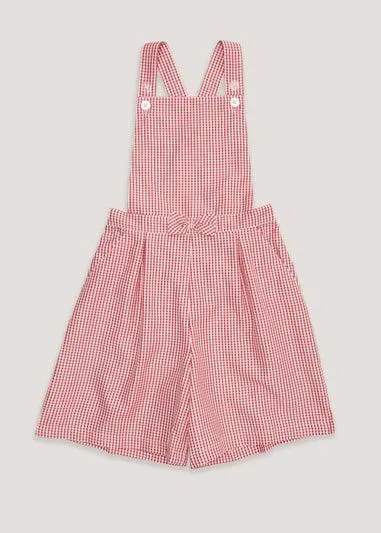 Girls Red Gingham School Playsuit (3-13yrs) - Age 5 Years