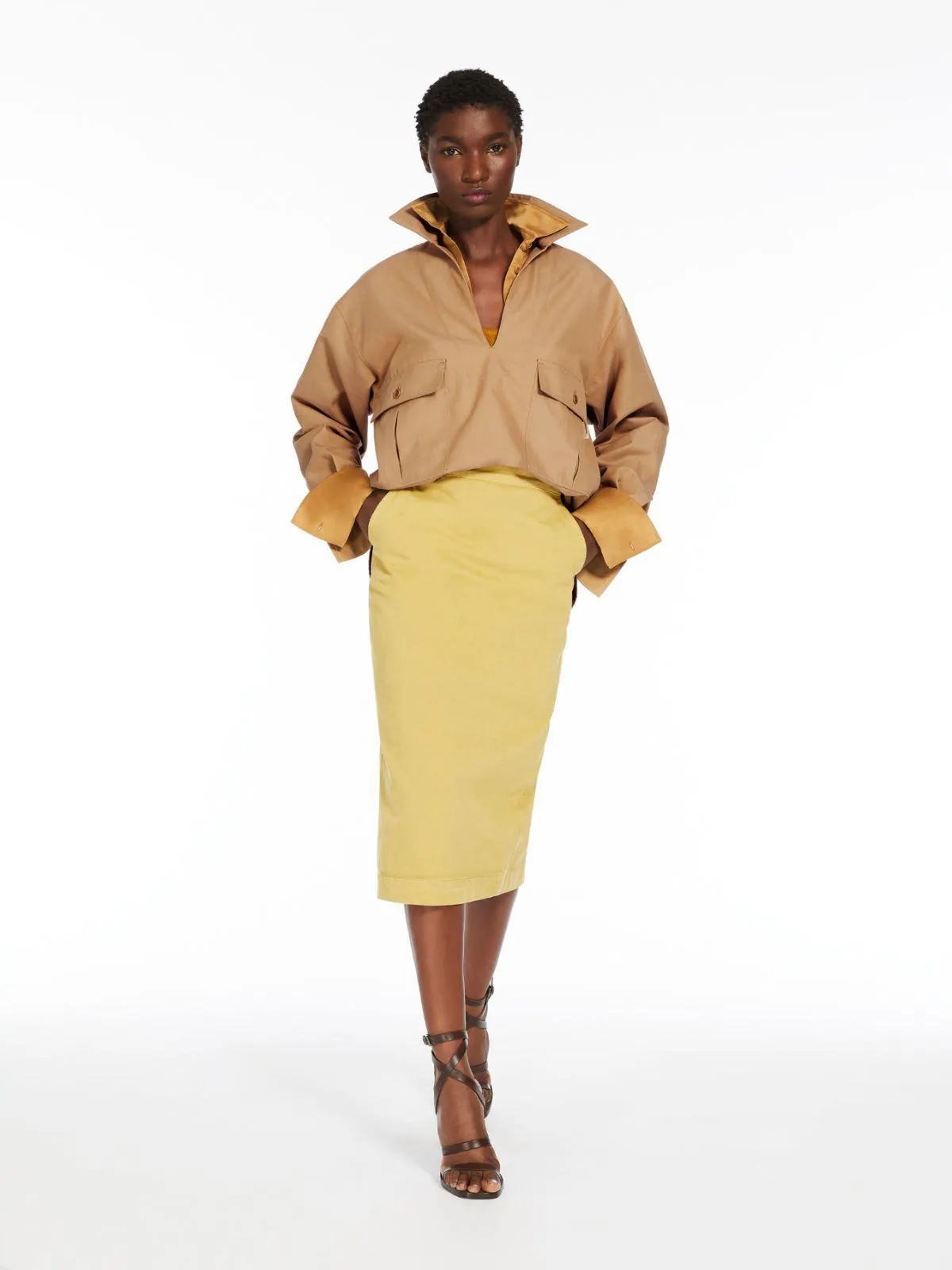 Straight-fit gabardine skirt