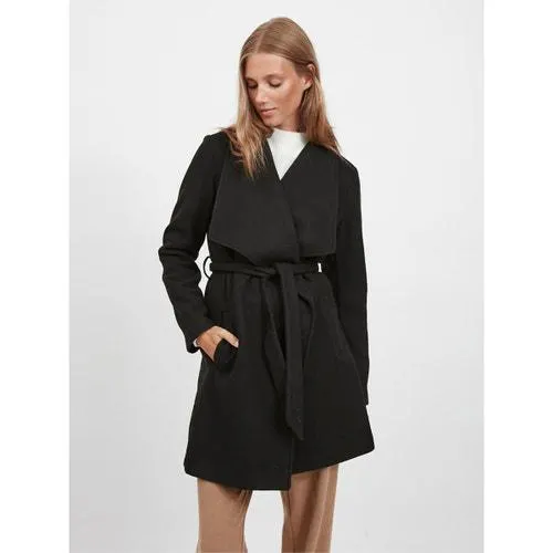 Italian Collar Coat with Tie-Waist