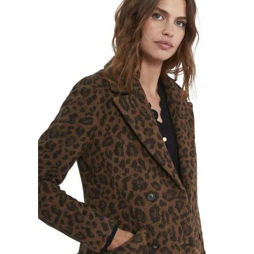 Leopard Print Coat in Wool Mix