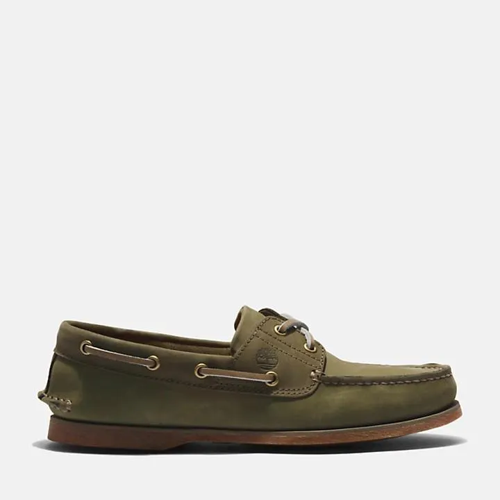 Classic Boat Shoe for Men in Green Nubuck