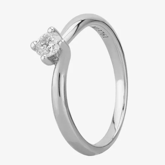 Grace 18ct White Gold 0.25ct Four Claw Twist Diamond Solitaire Ring