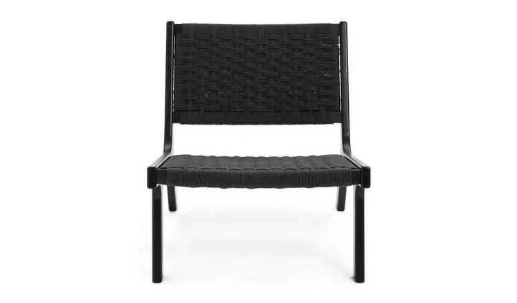 Habitat Faro Woven Paper Rope and Oak Accent Chair - Black