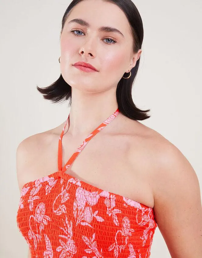 Fruity Floral Bandeau Dress Orange