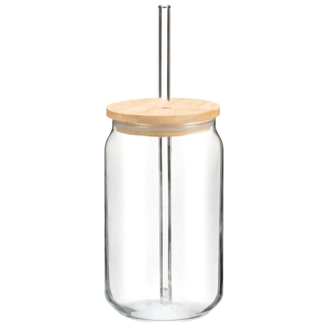 Glass Soda Cup with Bamboo Lid
