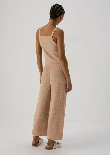 Beige Neutral Textured Co Ord Trousers