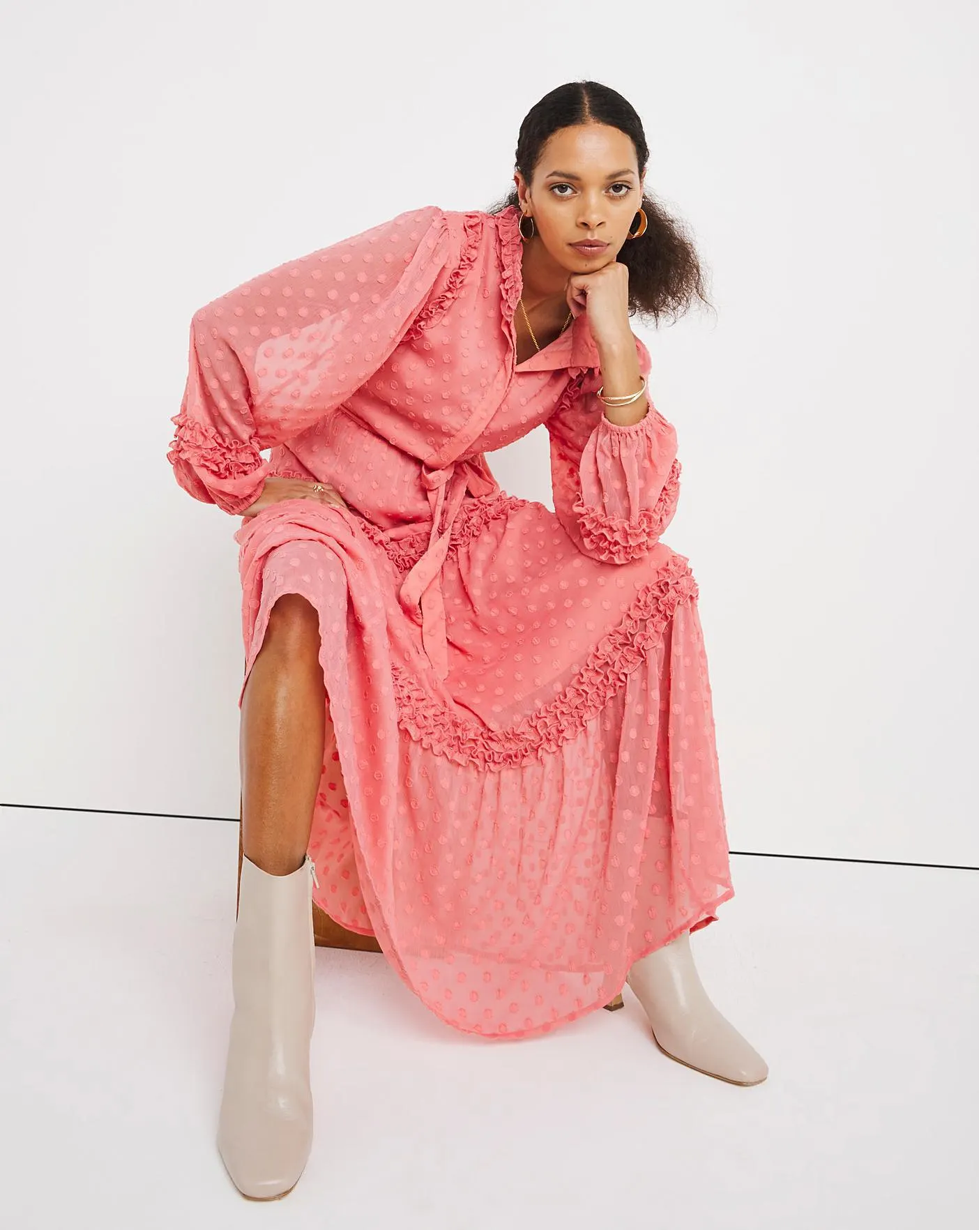 Jo by Joanna Hope Ruffle Dobby Maxi Dress