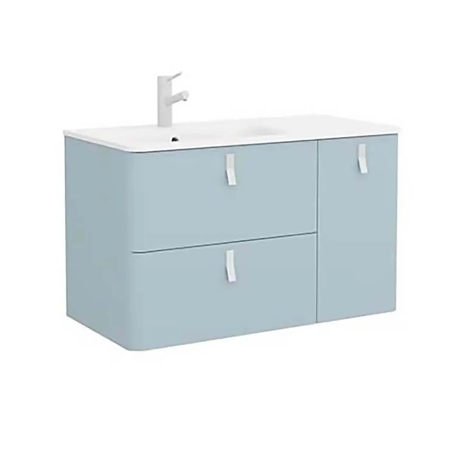 Bathstore Sketch 900 Right Hand Inset Basin and Unit - Powder Blue