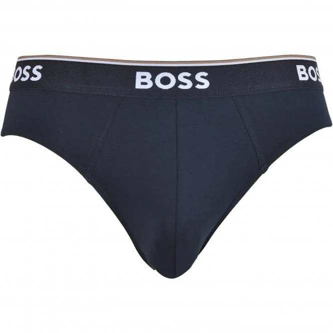 BOSS 3-Pack Power Logo Coloured Briefs, Khaki/Navy/Black