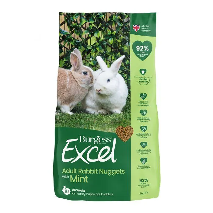 Burgess Excel Nuggets with Mint for Adult Rabbits - 3kg