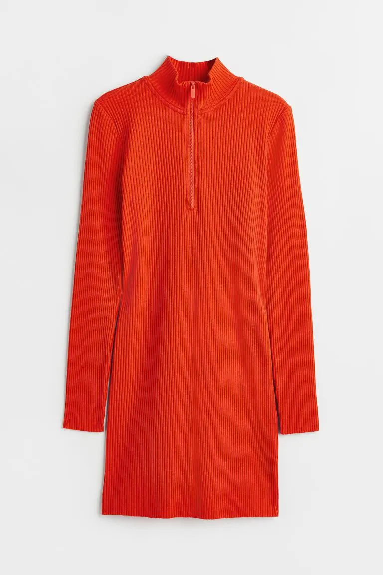 Rib-knit bodycon dress