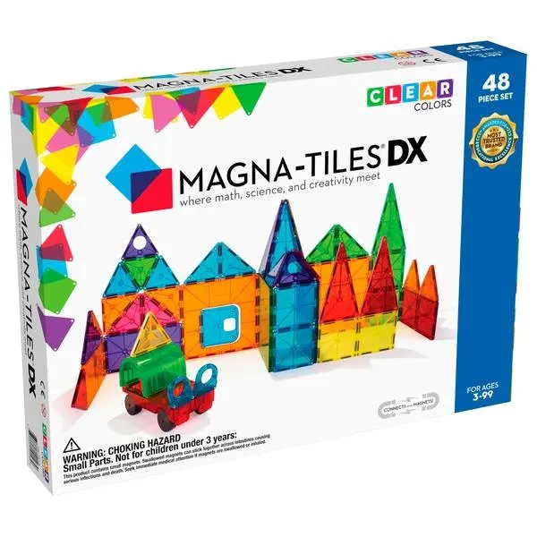 Magna-Tiles Clear Colours 48 Magnetic Piece Deluxe Set